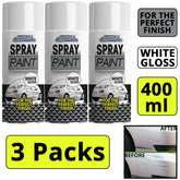 3X Gloss White Car Spray 400ml Spray Paint
